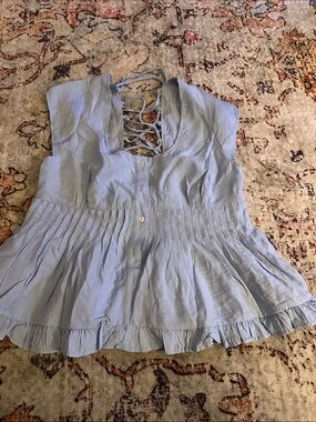 Peach Love California Light Blue Top with Pink Logo Tag